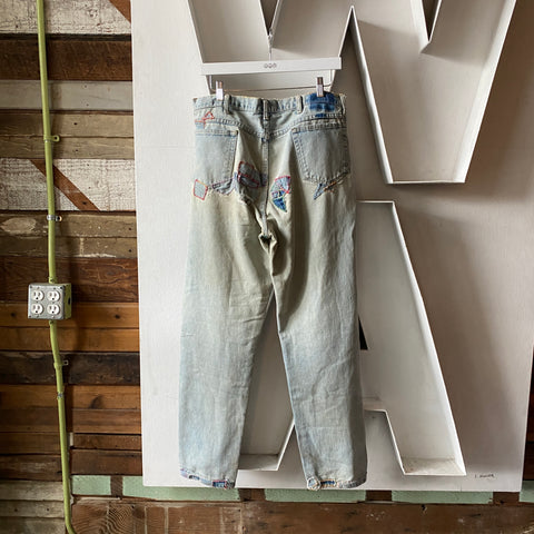 90's Patchwork Denim Wranglers - 33” x 31”