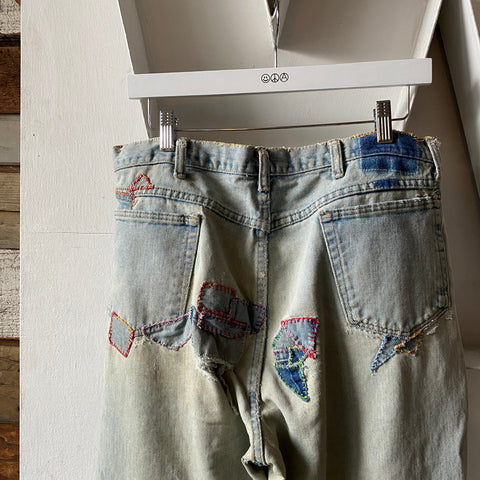 90's Patchwork Denim Wranglers - 33” x 31”