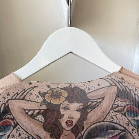 Y2K Sailor Jerry Mesh Tattoo Undershirt - Small