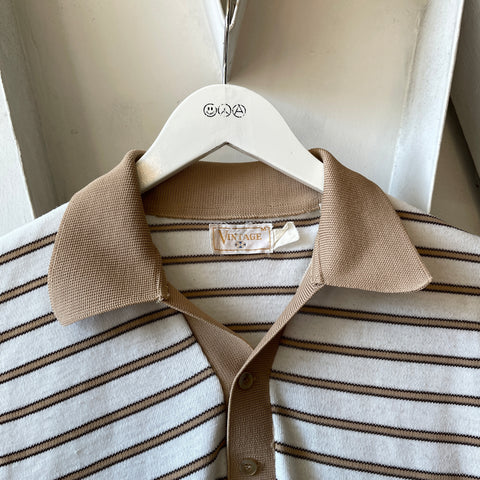 70’s Striped Knit Polo - Small