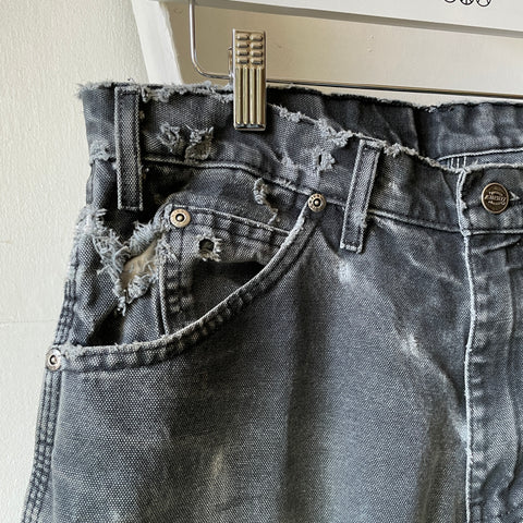 90’s Dickies Thrashed Black Dungarees - 34” x 26”