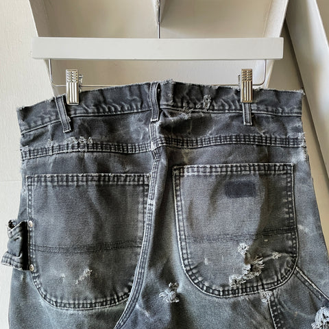 90’s Dickies Thrashed Black Dungarees - 34” x 26”