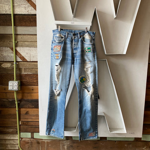 80's Patched Levi's 501 - 33” x 32.5”