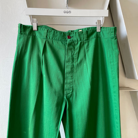 50’s Pleated Cotton Trousers - 33” x 32”