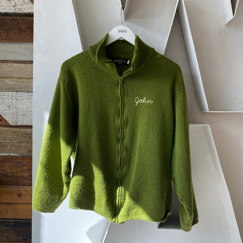 60's Green Zip Sweater - XL