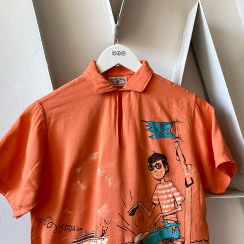60’s Rayon Novelty Loop Collar - Small