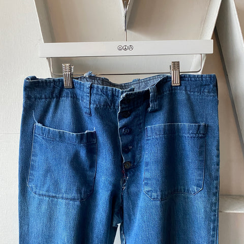 70’s Denim Sailor Pants - 33” x 31.5”