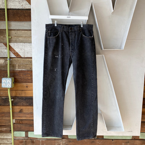 90's Black 501's - 34" x 32"