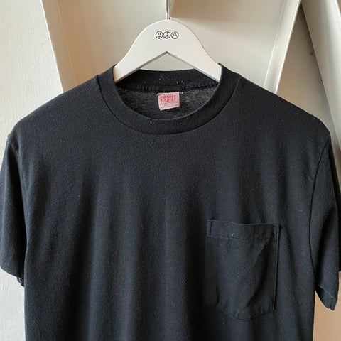 80's Black Pocket Tee - Large