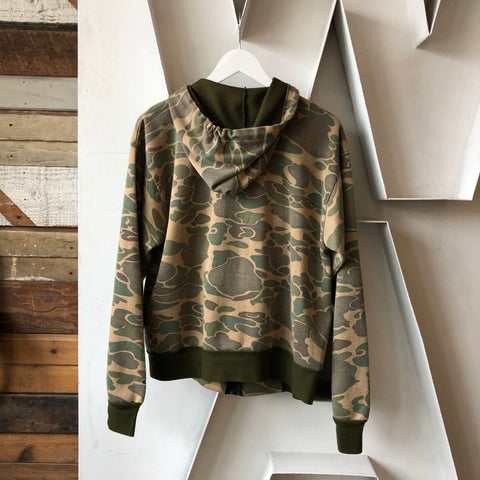 90's Camo Zip Up Sweatshirt - Large