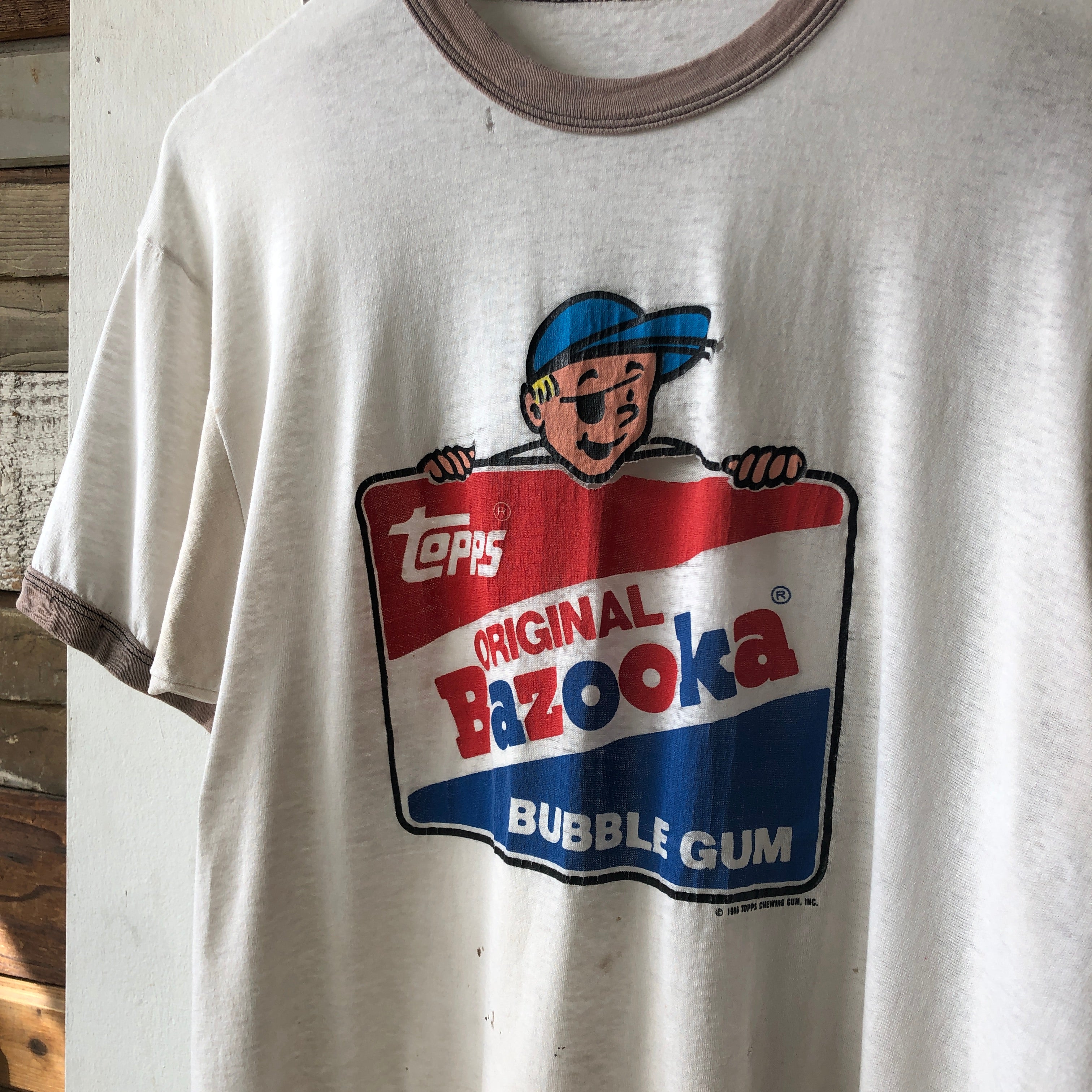 80s Bazooka Bubble Gum Topps Tシャツ Vtg Bazooka Joe Gum Bubblegum Ringer T-Shirt Genuine Topps Super