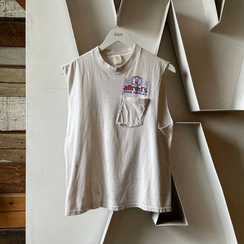 80’s Pool Supply Thrashed Sleeveless Pocket Tee - Small