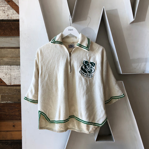50's Cropped Terry Cloth 1/2 Zip Warmup - XL