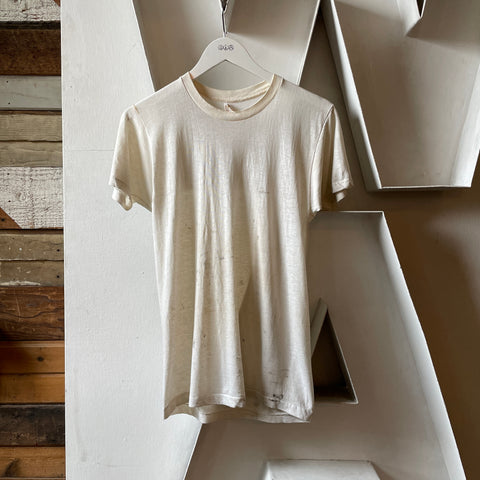70’s Thrashed Blank White Tee - Small