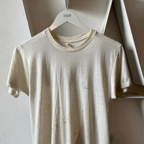 70’s Thrashed Blank White Tee - Small