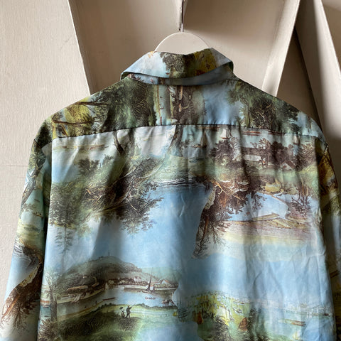80’s Printed Button Up - Large