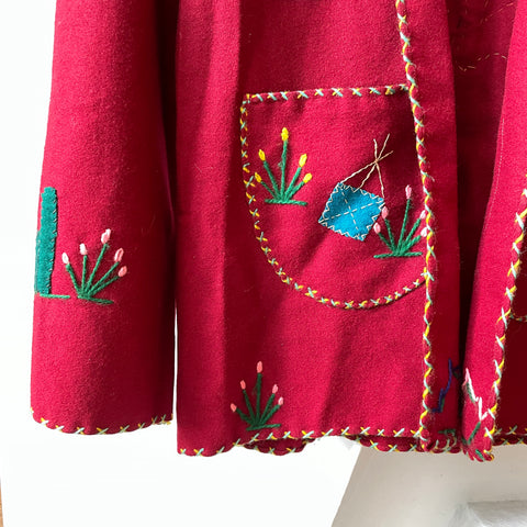 60's Embellished Wool Souvenir Jacket - Large