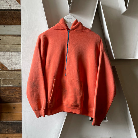 60’s Thrashed Pink Half Zip Hoodie - Medium