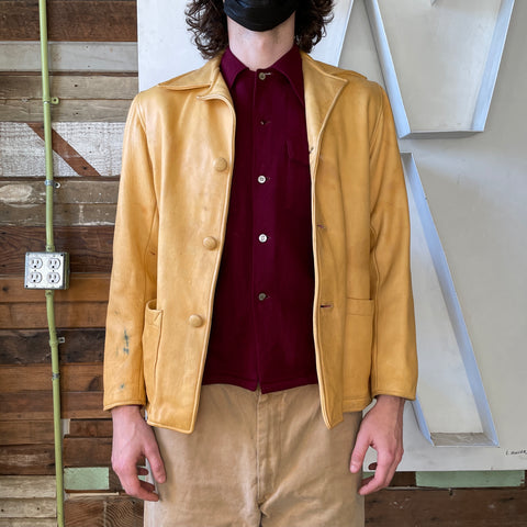 60’s Satin Lined Buckskin Jacket - Medium