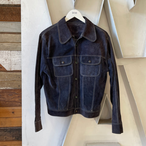 70’s Midnight Suede Trucker Jacket - Medium