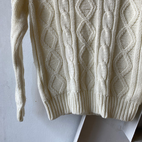 70's Cable Knit Sweater - Medium
