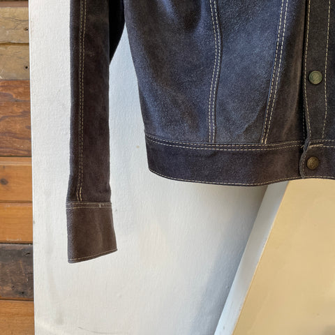 70’s Midnight Suede Trucker Jacket - Medium