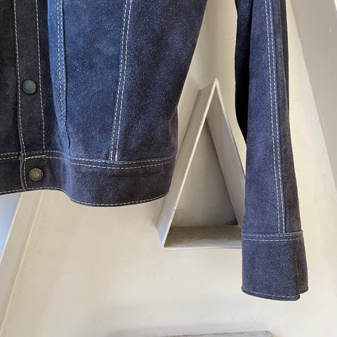 70’s Midnight Suede Trucker Jacket - Medium