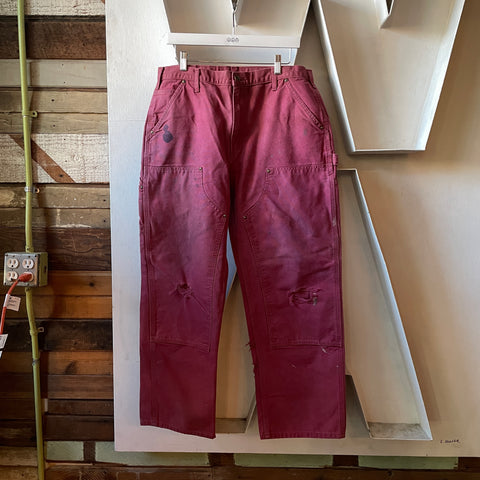 Red Dyed Carhartt Work Pants - 34" x 29"