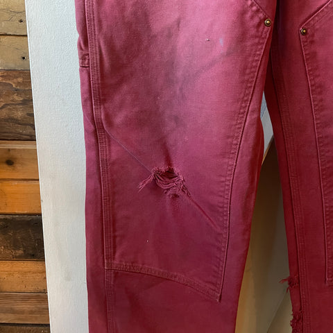 Red Dyed Carhartt Work Pants - 34" x 29"