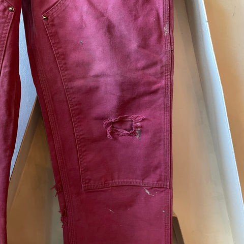 Red Dyed Carhartt Work Pants - 34" x 29"