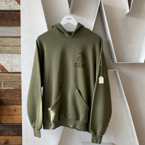 90's USMC Olive Hoodie - Large