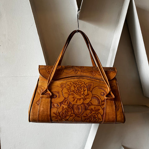 50’s Tooled Leather Bag - OS