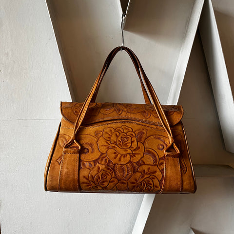 50’s Tooled Leather Bag - OS