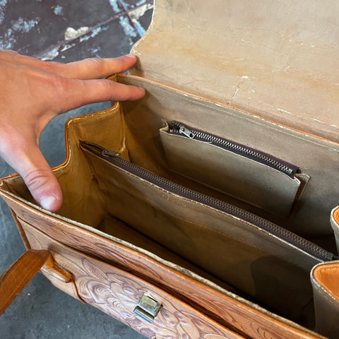 50’s Tooled Leather Bag - OS