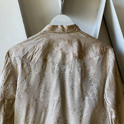 50’s Embroidered Rayon Snap Front Western Shirt - Medium