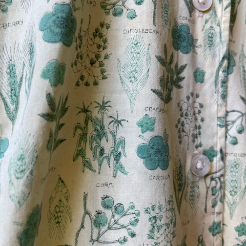 50’s Villager Plant Print Button Up - XS
