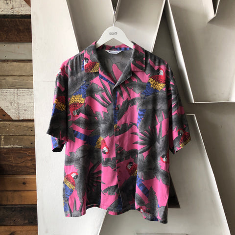 80's Parrot Button Down Shirt - Large