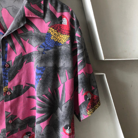 80's Parrot Button Down Shirt - Large