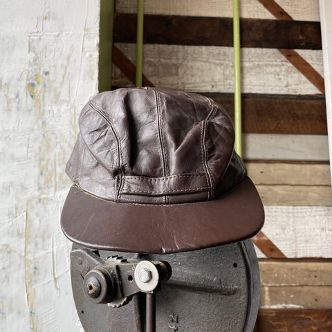 60’s Lined Leather Cap - Small