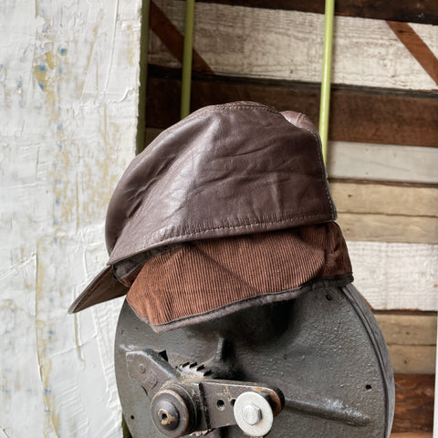 60’s Lined Leather Cap - Small