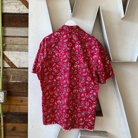 70's Paisley Button-Snap - Large