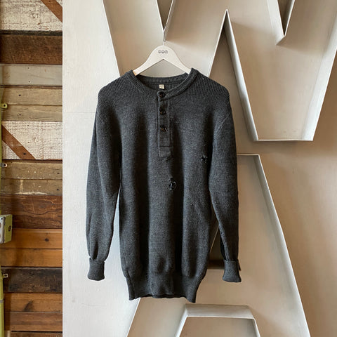 50's Wool Henley Sweater - XL