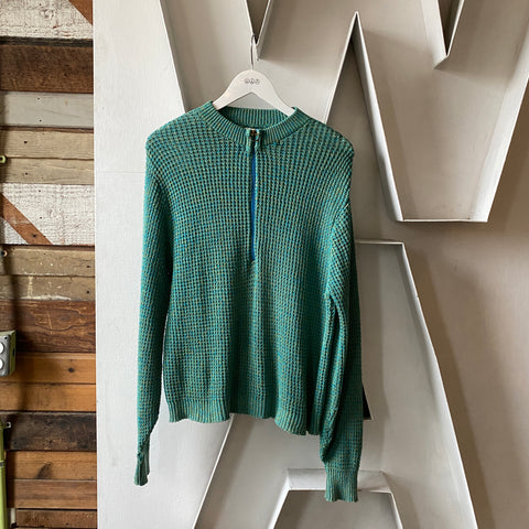 60’s Munsingwear Waffleknit Zip Sweater - Large
