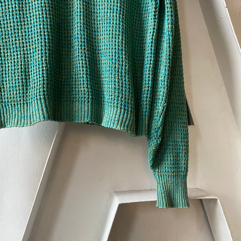 60’s Munsingwear Waffleknit Zip Sweater - Large