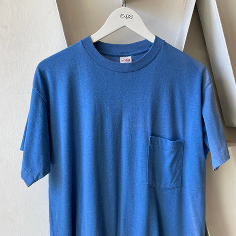 80’s Faded Blue Pocket Tee - Medium
