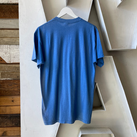 80’s Faded Blue Pocket Tee - Medium