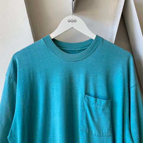 80’s Faded Teal Pocket Tee - XL