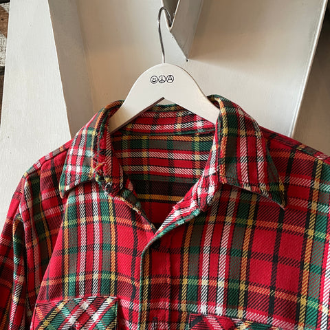 60’s All Cotton Plaid Flannel - Large