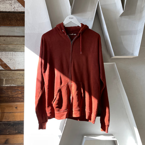 70’s Red Zip-Up Hoodie - Medium