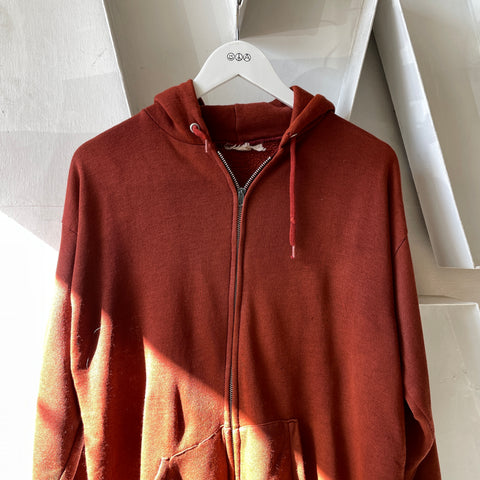 70’s Red Zip-Up Hoodie - Medium